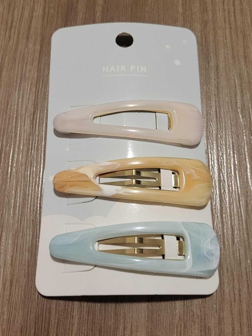 Marble Resin Hair Clip Set - Pastel Pink, Yellow & Blue